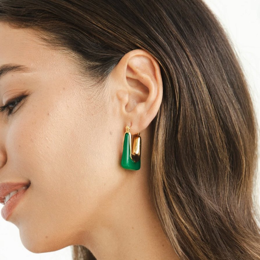Esme Squared Off Geometric Hoop Earrings