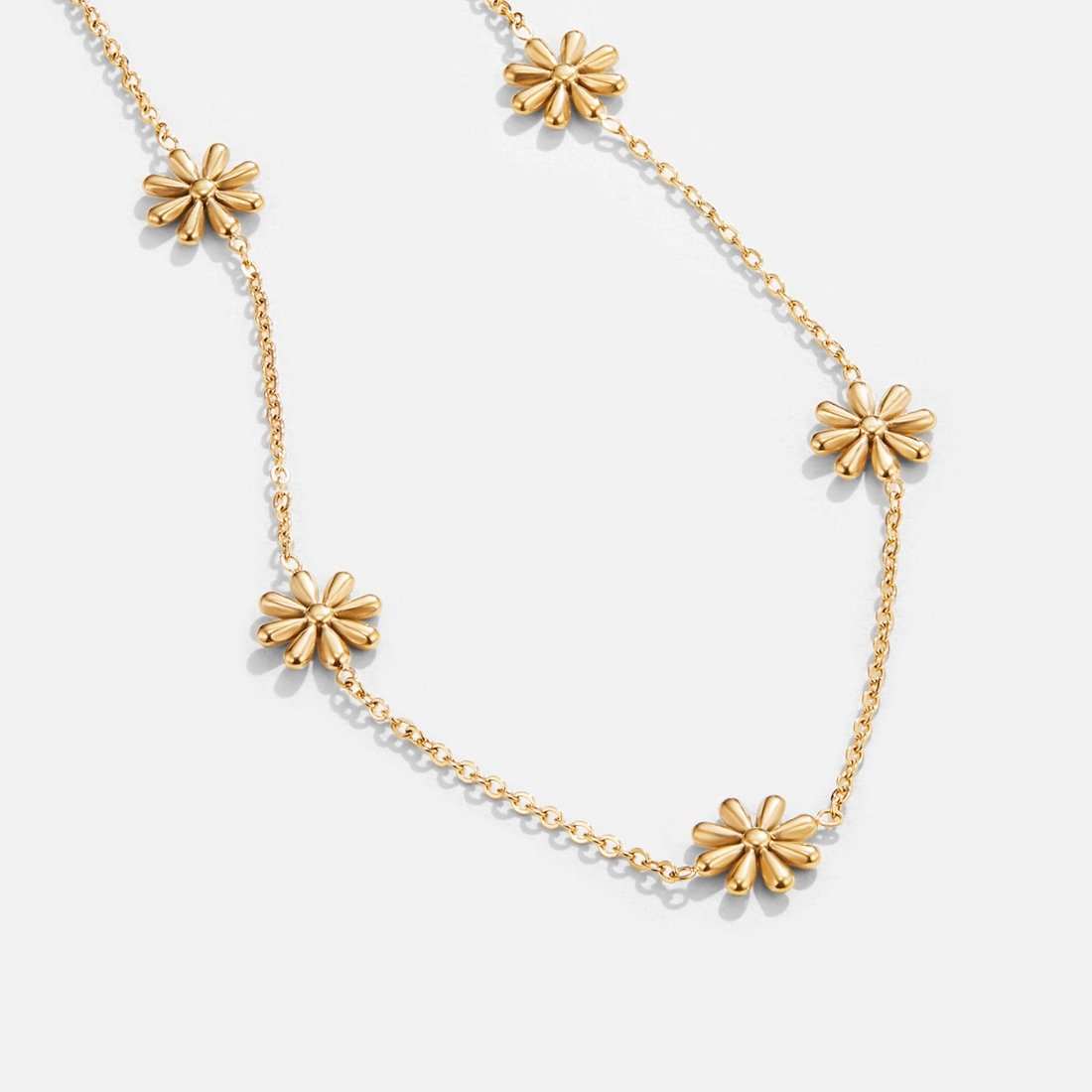 Gold-Tone Open Flower Charm Chain Necklace