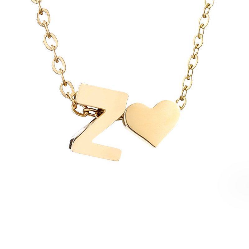 Heart and Initial Charm Gold-Tone Necklace