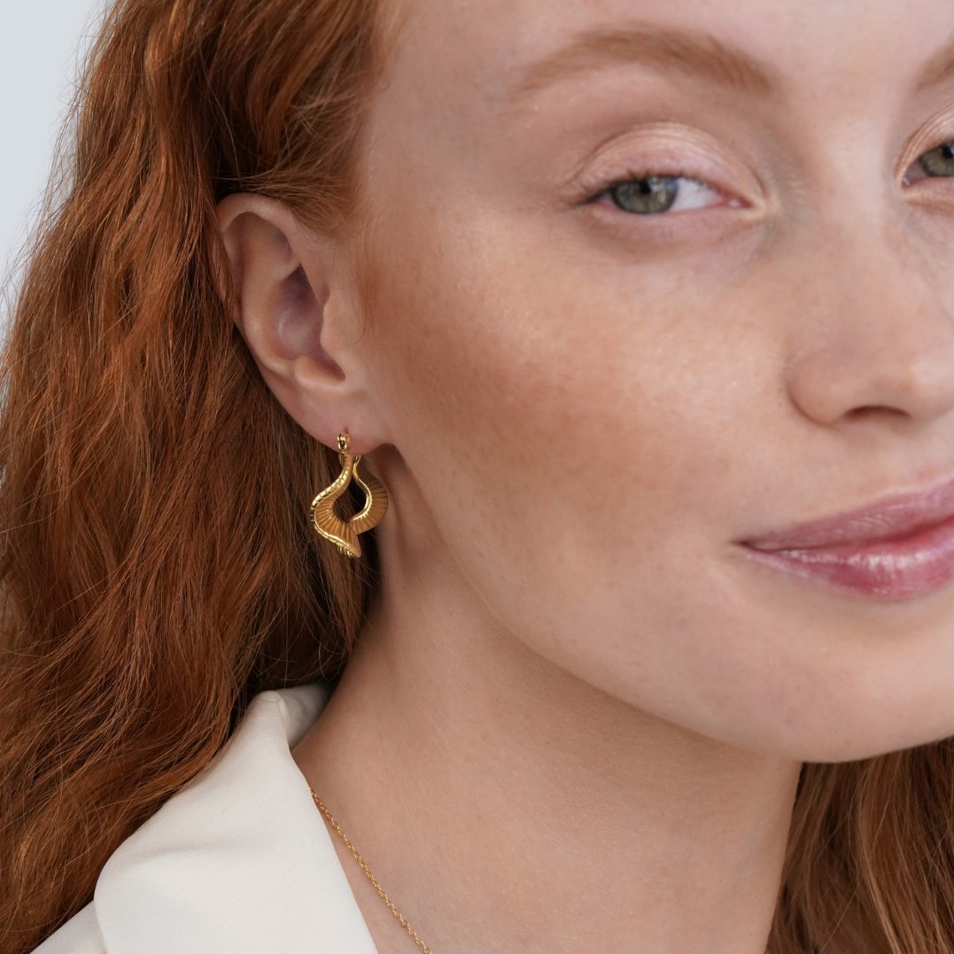 Wave-Shaped Gold-Tone Hoop Earrings