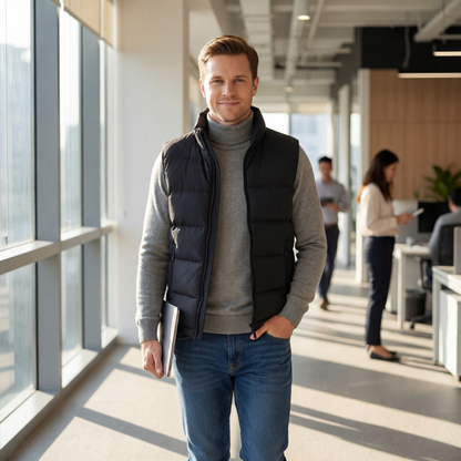 Men's Quilted Body Warmer – Slim Fit Stand Collar