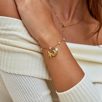 Aria Shell Drop Chain Bracelet