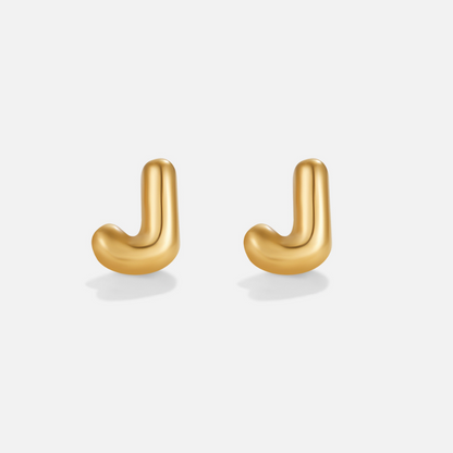 Rounded Initial Letter Gold-Tone Earrings