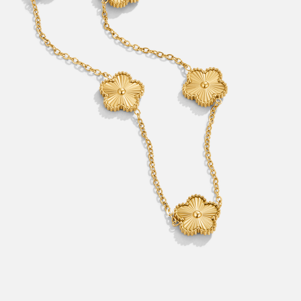 Clustered Clover Charms Gold-Tone Necklace