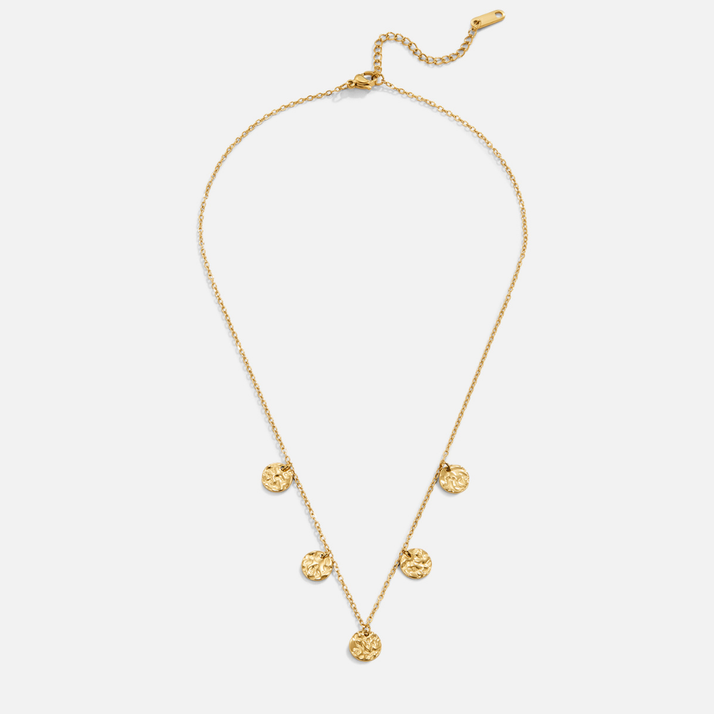Elodie Textured Coin Medallion Chain Necklace