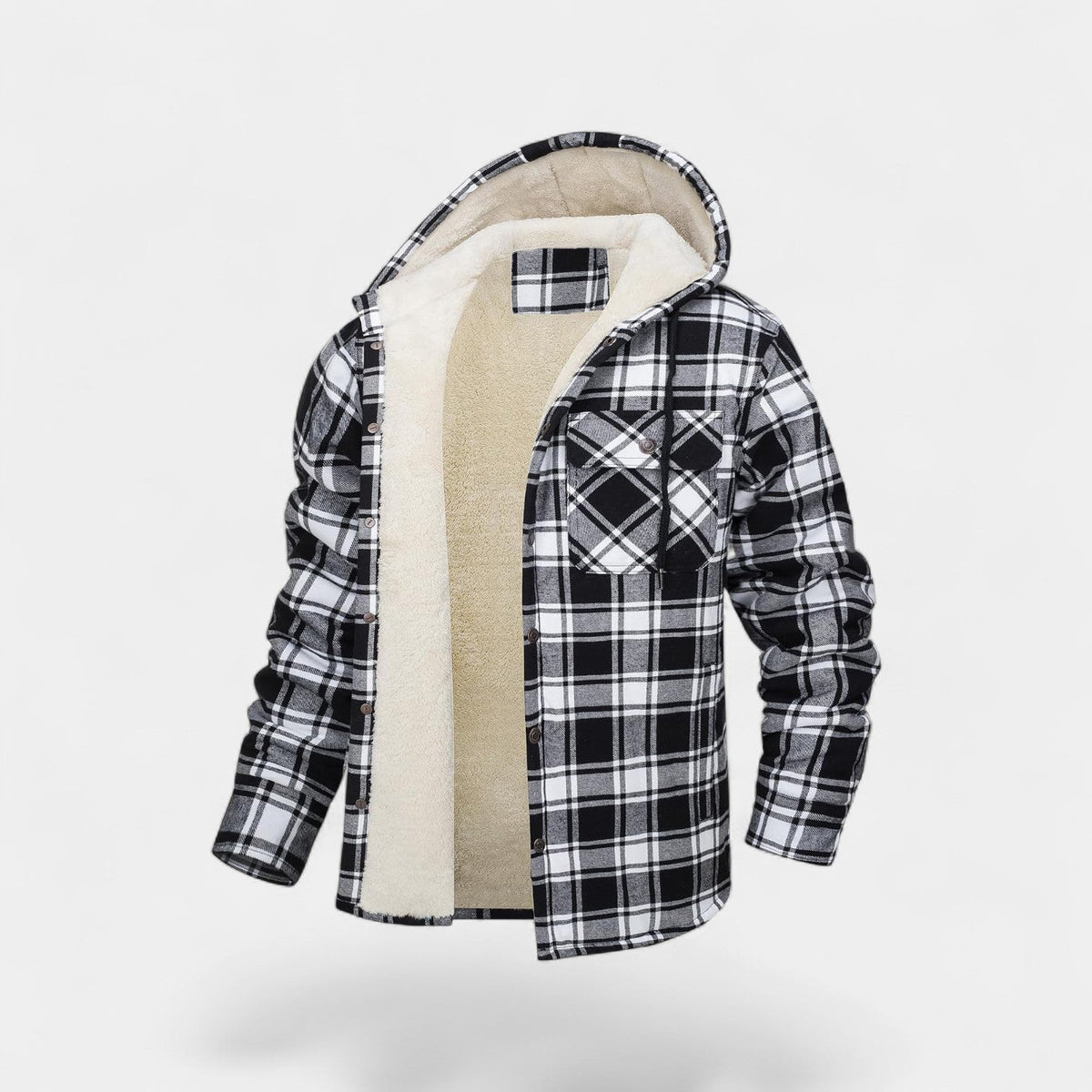 Men's Hooded Cotton Blend Jacket – Check Fleece Lining