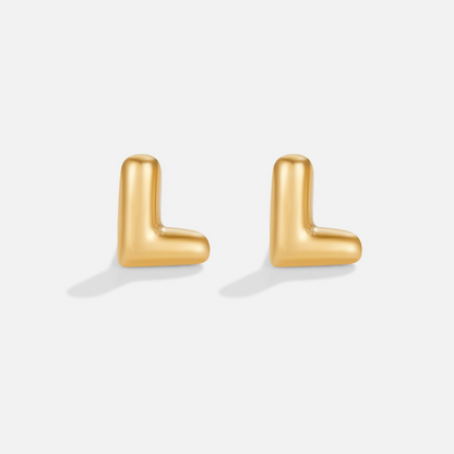 Rounded Initial Letter Gold-Tone Earrings