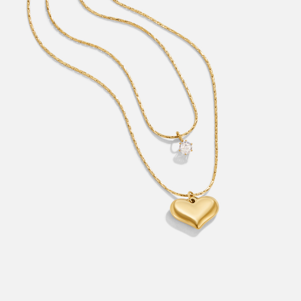 Amari Double Strand Heart Charm Necklace