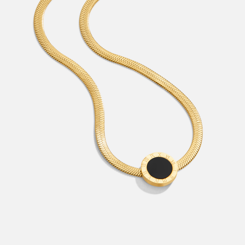 Azalea Black Stone-Look Pendant Necklace