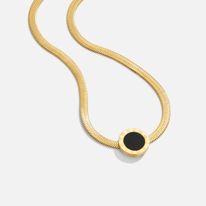 Azalea Black Stone-Look Pendant Necklace