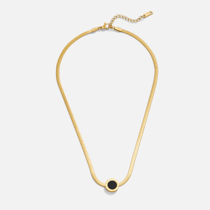 Azalea Black Stone-Look Pendant Necklace