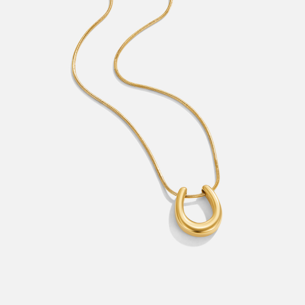 Lucky Horseshoe Gold-Tone Pendant Necklace