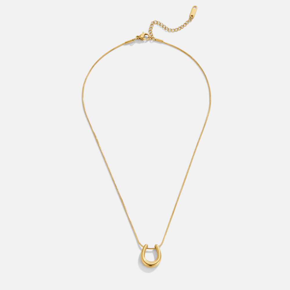 Lucky Horseshoe Gold-Tone Pendant Necklace