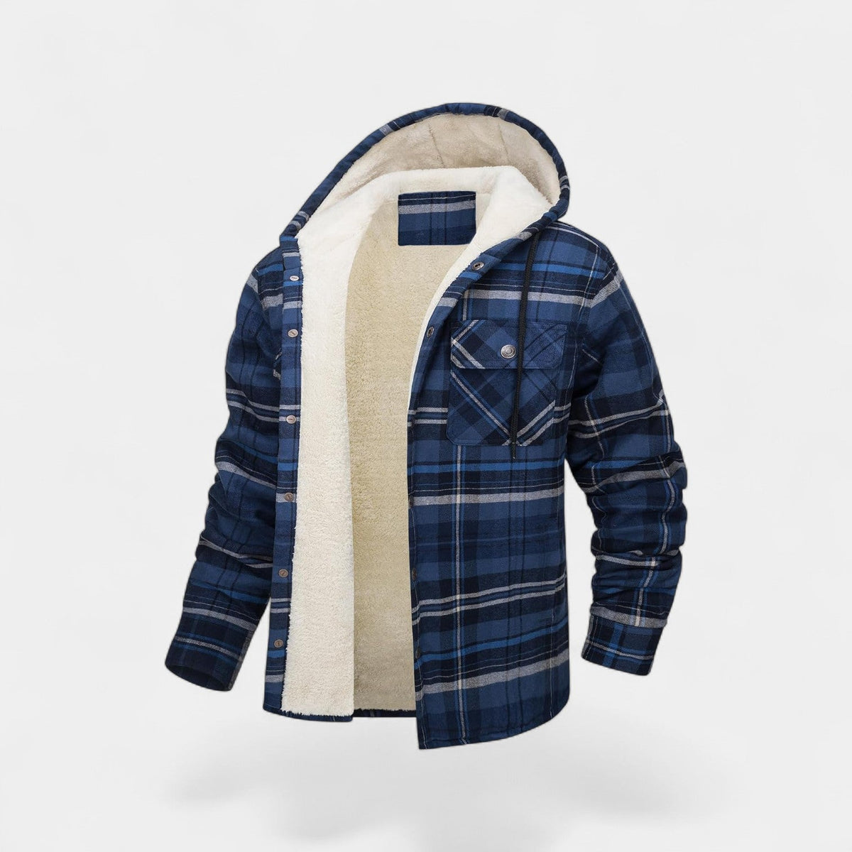 Men's Hooded Cotton Blend Jacket – Check Fleece Lining