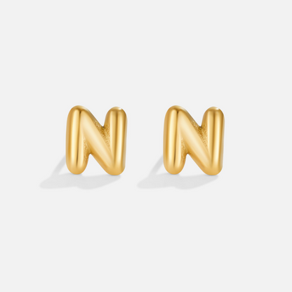 Rounded Initial Letter Gold-Tone Earrings