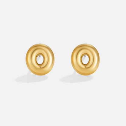 Rounded Initial Letter Gold-Tone Earrings