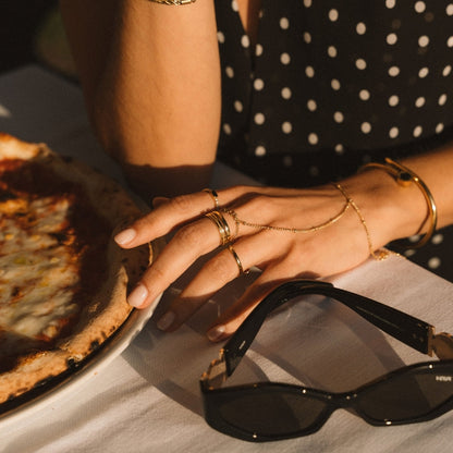 Draped Gold-Tone Hand Chain Bracelet