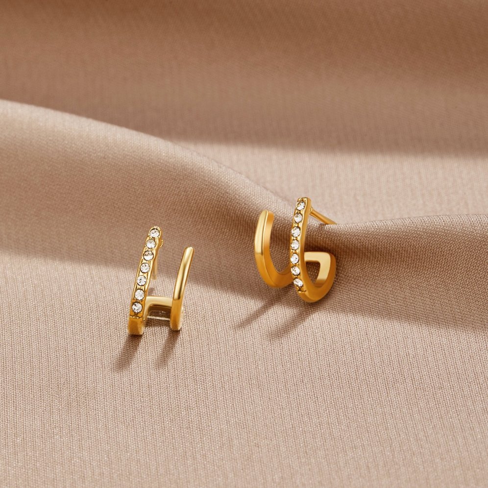 Sculpted Crystal Claw Earrings in Gold-Tone