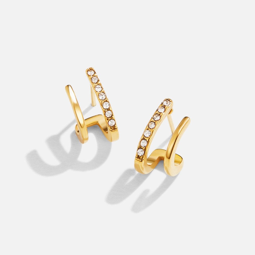 Sculpted Crystal Claw Earrings in Gold-Tone