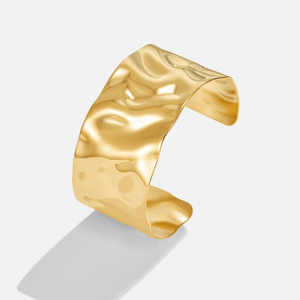 Smooth Slip-On Open Gold-Tone Cuff Bracelet