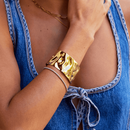 Smooth Slip-On Open Gold-Tone Cuff Bracelet