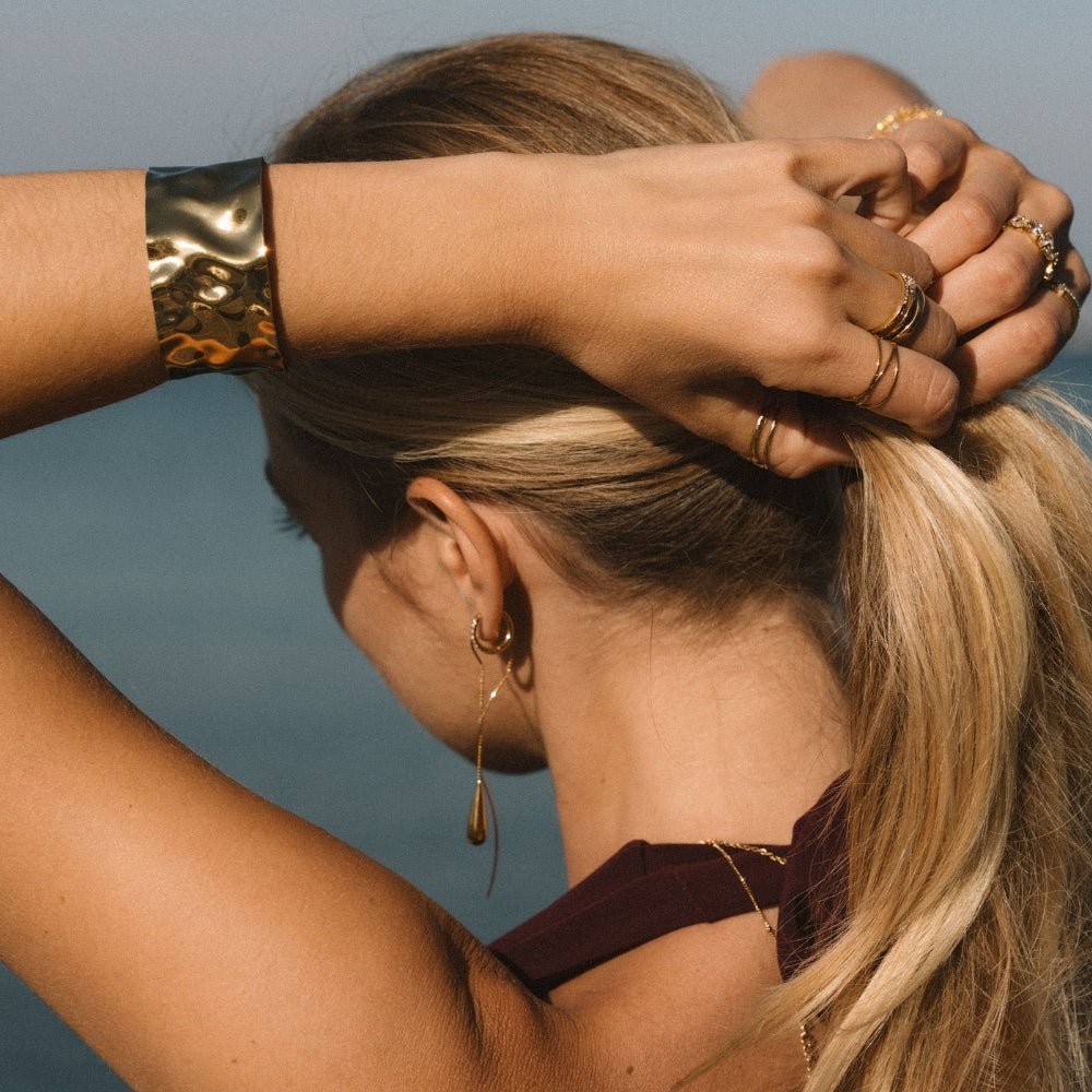 Smooth Slip-On Open Gold-Tone Cuff Bracelet