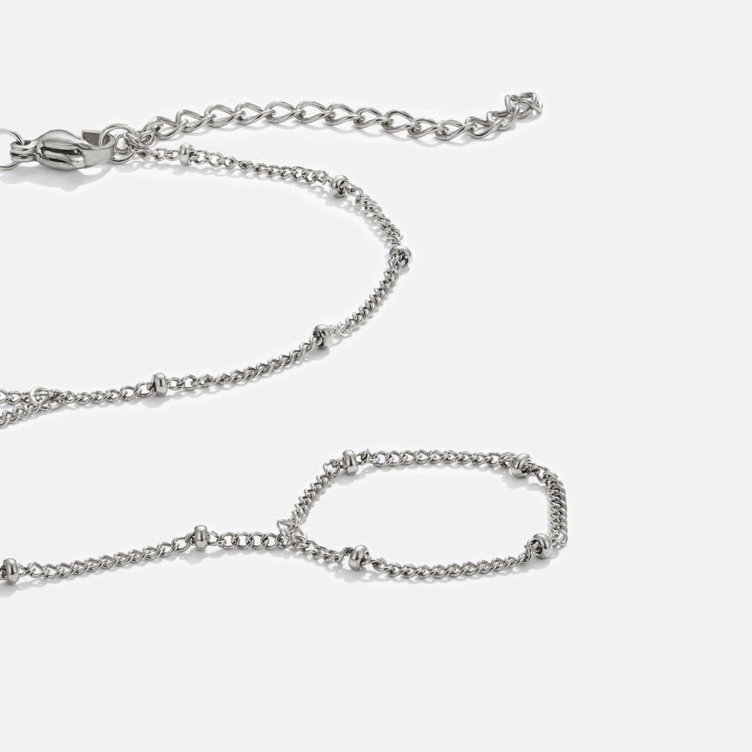 Draped Silver-Tone Hand Chain Bracelet