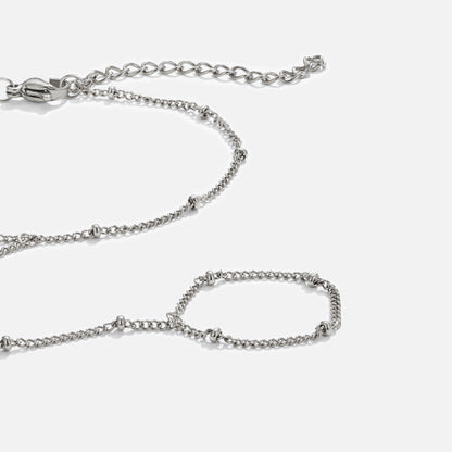 Draped Silver-Tone Hand Chain Bracelet