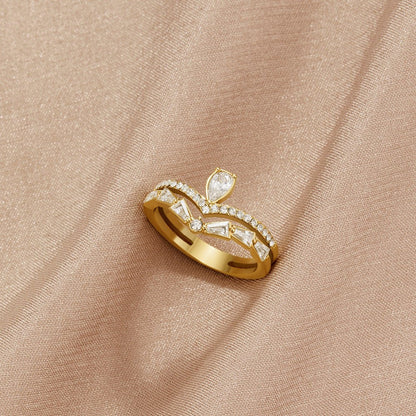 Little Lily Bloom Gold-Tone Crystal Ring
