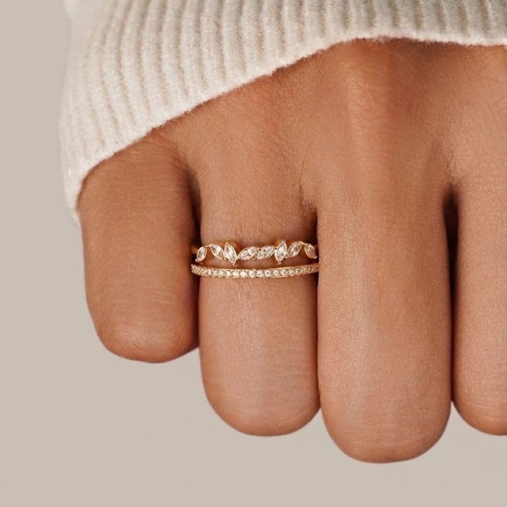 Mia Single Crystal Slim Gold-Tone Band Ring