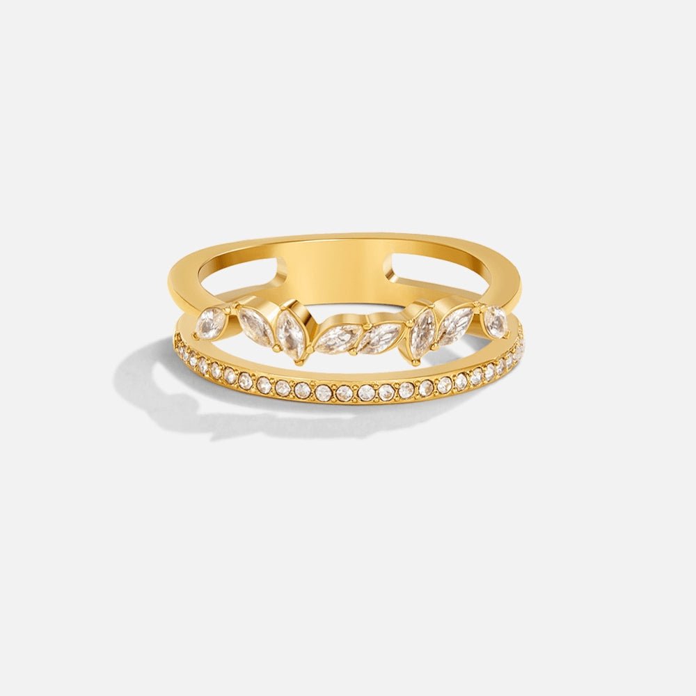 Mia Single Crystal Slim Gold-Tone Band Ring