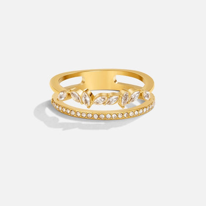 Mia Single Crystal Slim Gold-Tone Band Ring