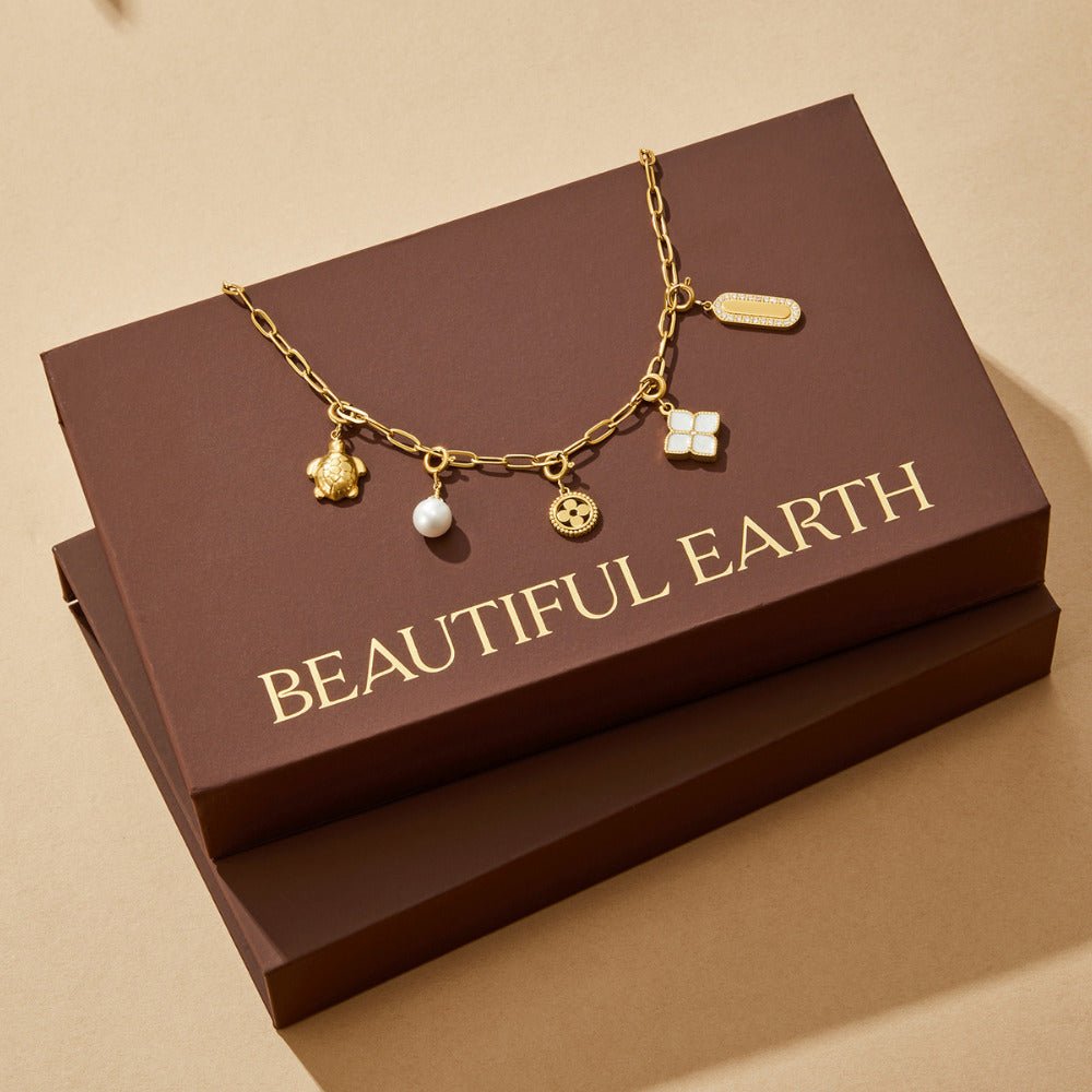 Paperclip Chain and Charm Gold-Tone Necklace Set