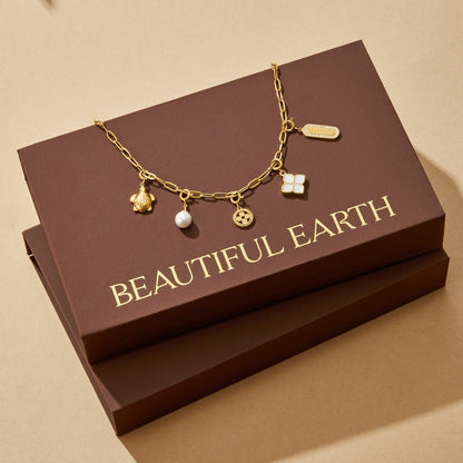 Paperclip Chain and Charm Gold-Tone Necklace Set