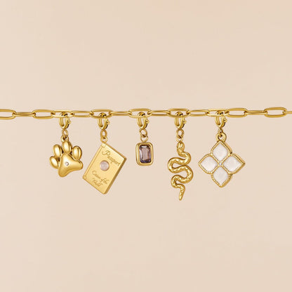 Paperclip Chain and Charm Gold-Tone Necklace Set
