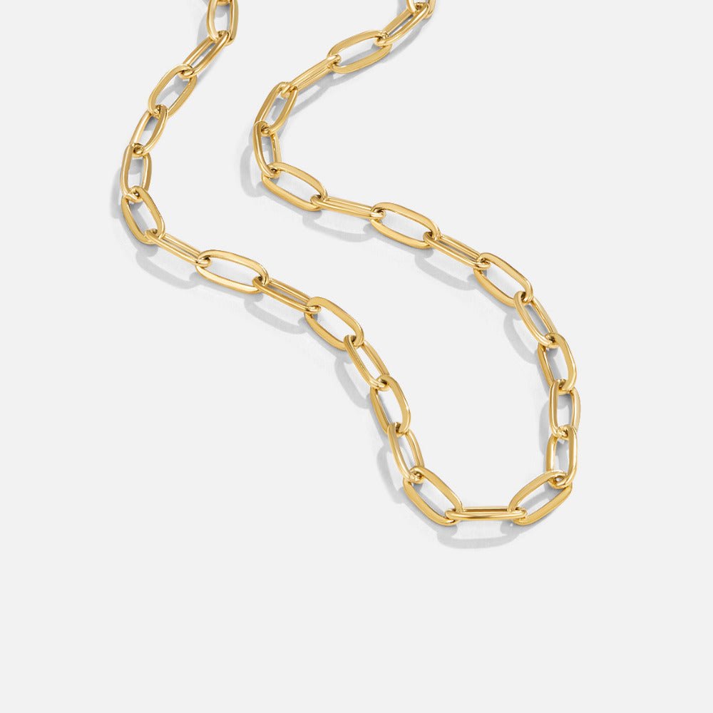 Paperclip Chain and Charm Gold-Tone Necklace Set