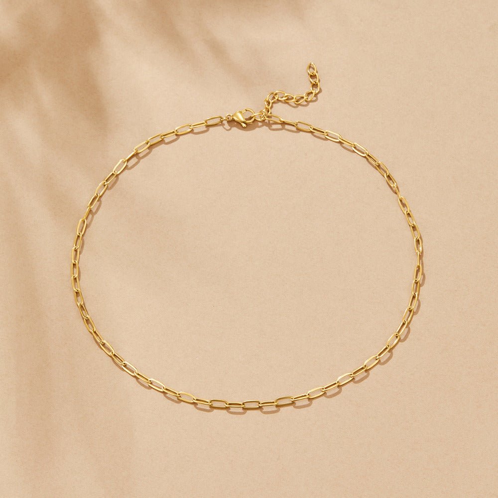 Paperclip Chain and Charm Gold-Tone Necklace Set