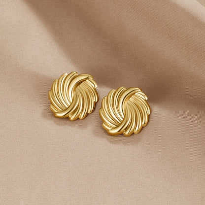Coiled Gold-Tone Spiral Post Drop Earrings