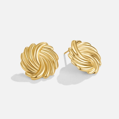 Coiled Gold-Tone Spiral Post Drop Earrings