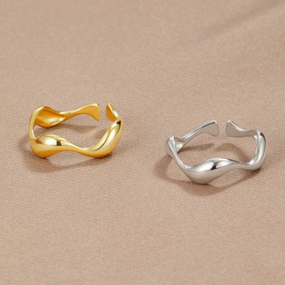 Tidewater Gold-Tone Curved Wave Band Ring