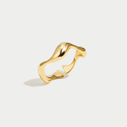 Tidewater Gold-Tone Curved Wave Band Ring
