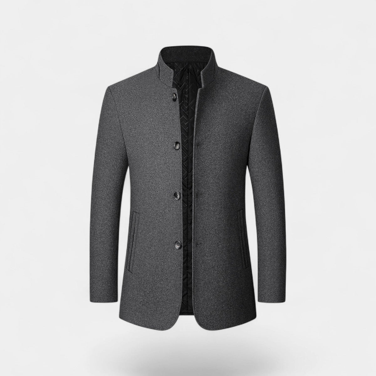 Men's Wool Blend Coat – Structured Stand Collar