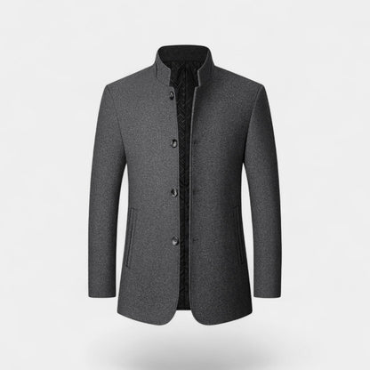 Men's Wool Blend Coat – Structured Stand Collar