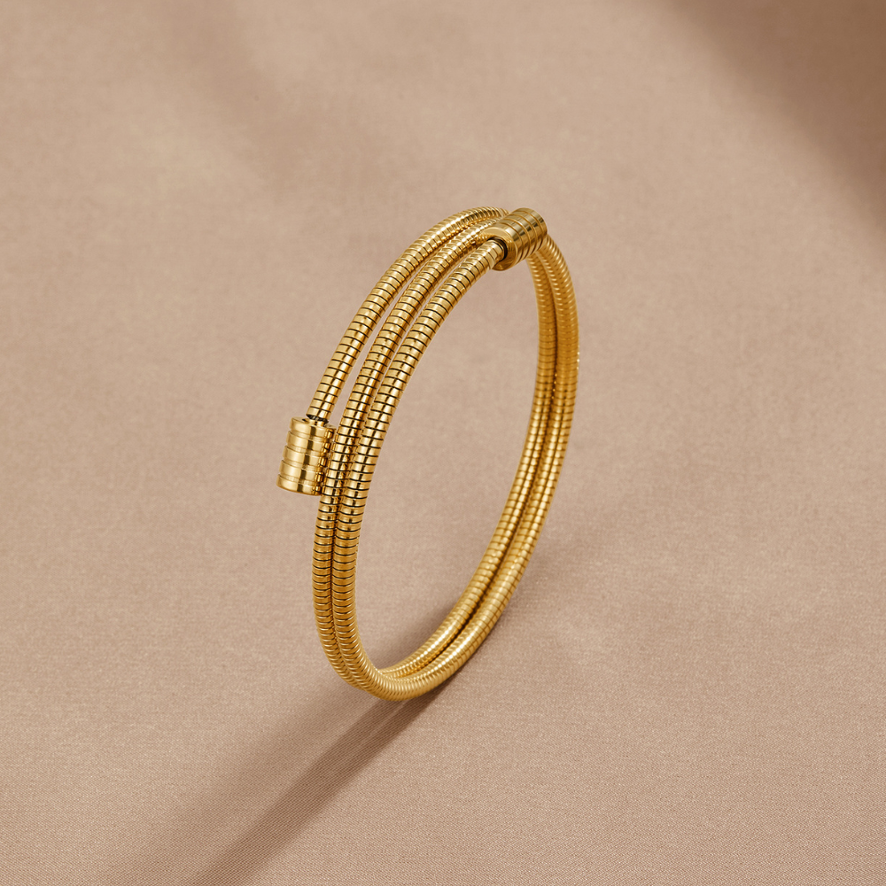 Fine Corded Rope Pattern Gold-Tone Bracelet