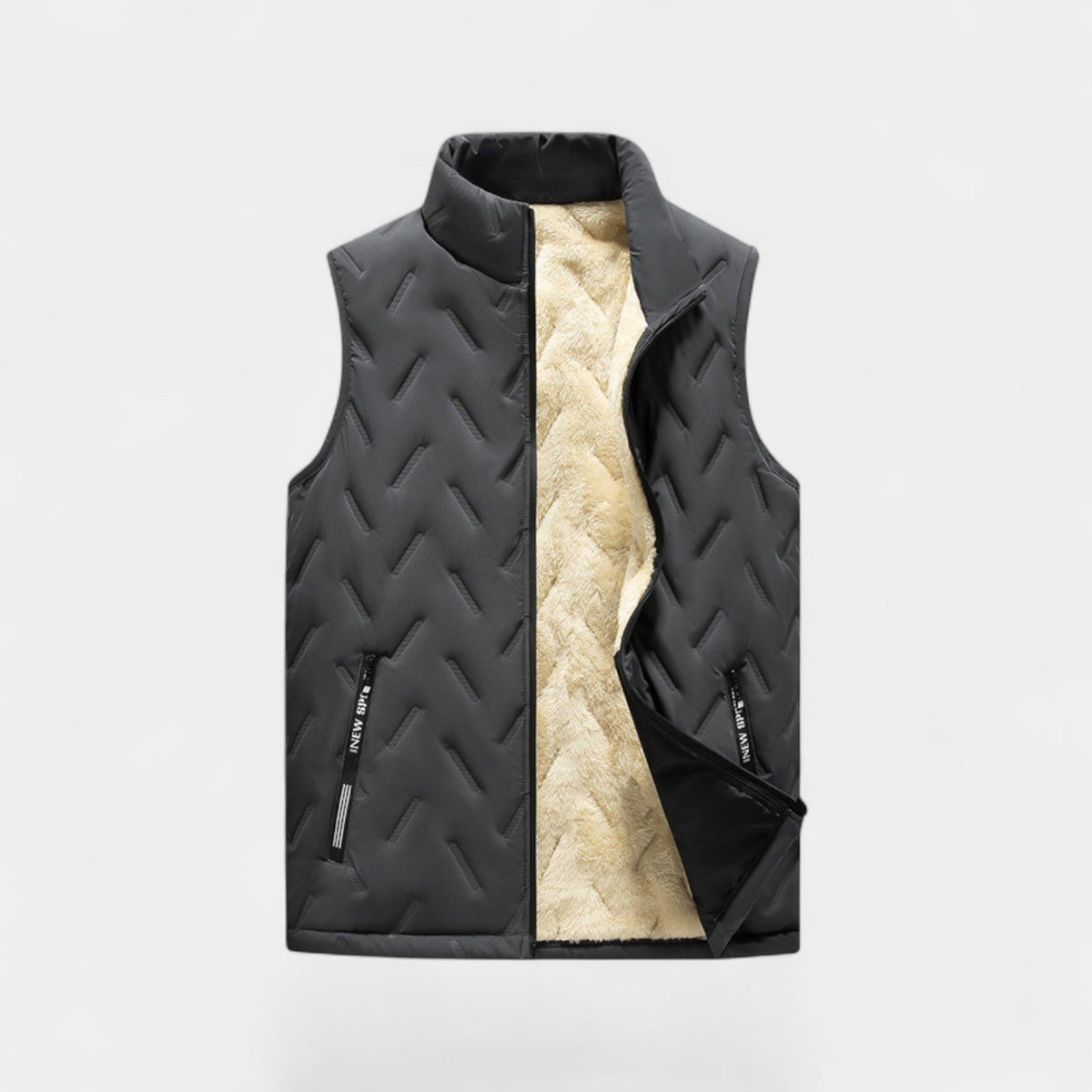 Men's Cotton Gilet – Fleece Lined with a Stand Collar