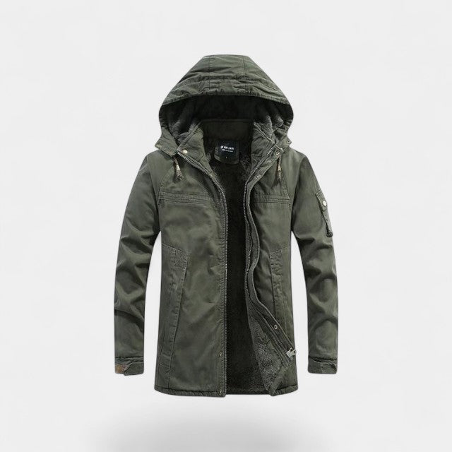 Men's Cotton Parka – Washed Finish with Lapel Hood