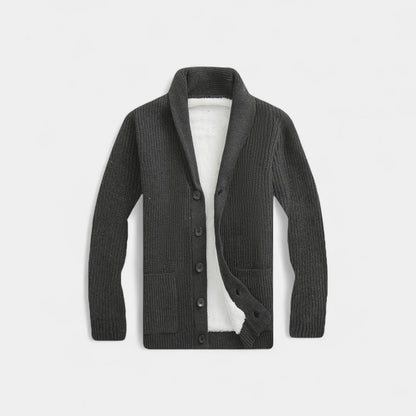Men's Wool Blend Cardigan – V-Neck Button Through