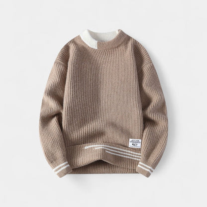 Men's Striped Cotton Jumper – Crew Neck Casual Knit