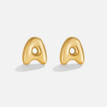 Rounded Initial Letter Gold-Tone Earrings