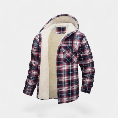 Men's Hooded Cotton Blend Jacket – Check Fleece Lining